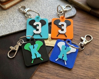 Porte-clés personnalisé imprimé en 3D - Porte-clés crosse - Cadeaux crosse - Porte-clés d'équipe - Cadeaux sportifs - Porte-clés personnalisé LACROSSE ROUND