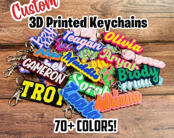 Custom 3D Printed Keychain Contour Shaped - Custom Key Chain - Name  Keychain - Custom Key Ring - 3D Printed Name - Custom Name Keychain