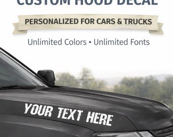 Custom Hood Vinyl Decal – Personalized Side Hood Vinyl Text for Car, Truck, or SUV