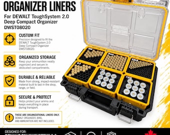Organizer Insert for DEWALT ToughSystem 2.0 Deep Compact Organizer DWST08020 – 3D Printed Ammo Storage Liners INSERT ONLY