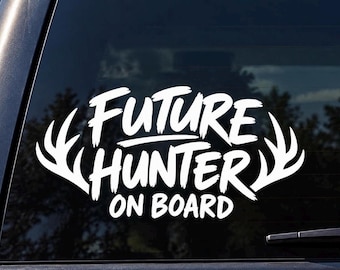 Future Hunter On Board Vinyl Decal – Hunting Antlers Car Window Sticker