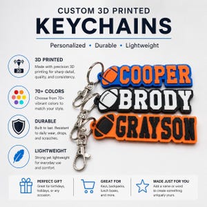Custom 3D Printed Keychain - Football Keychain - Football Team Gifts - Team Keychain - Sports Gifts - Custom Keychain - Bag Tag FOOTBALL