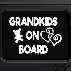 Grandkids on Board, Grandbaby on Board, Baby on Board Car Decal, Kids on Board, Great Gift for Moms Dads Grandparents, Safety Sticker