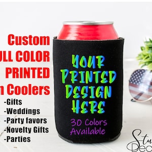 Custom FULL COLOR Printed Can Cooler Beer Can Holder Can Wrap Gift for Dad Gift for Husband Beer Wrap Can Custom Party Favor Wedding Favor