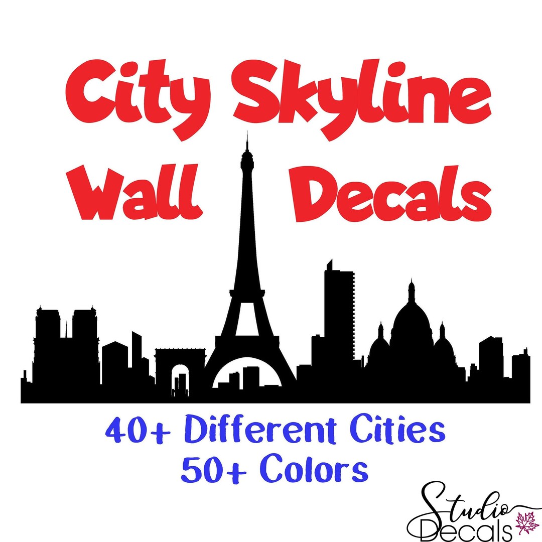 City Skyline Wall Decal London Decal Paris Decal Toronto Decal New York
