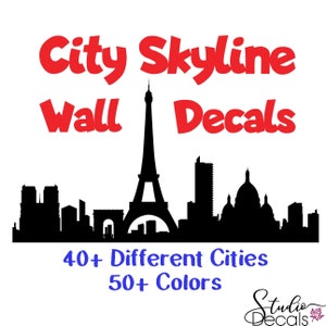City Skyline Wall Decal London Decal Paris Decal Toronto Decal New York Skyline Skyline Sticker Venice Decal Decal of City Wall Sticker