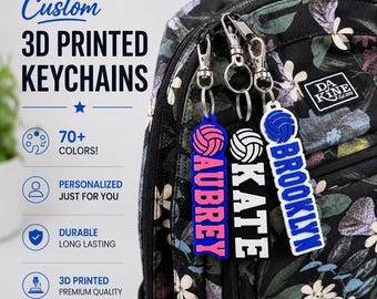 Llavero personalizado impreso en 3D - Llavero de voleibol - Regalos para equipos de voleibol - Llavero de equipo - Regalos deportivos - Etiqueta de llavero personalizada para bolso VOLEIBOL
