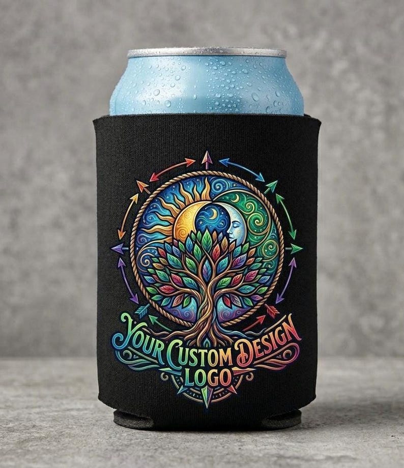 Custom Foam Can Cooler | Personalized Full Color Beer Hugger | Custom Logo Drink Insulator image 1