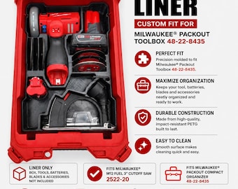 Organizer Liner für Milwaukee M12 FUEL 3-Zoll-Abschnittsäge 2522-20 & Packout Toolbox 48-22-8435 | Werkzeug, Akku, Klingenaufbewahrung, NUR LINER