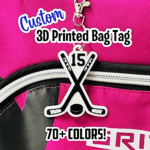 Custom 3D Printed Bag Tag - Hockey Bag Tag - Hockey Team Gifts - Team Keychain - Sports Gifts - Custom Keychain - Custom Bag Tag - BAG TAG
