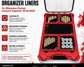 Organizer Insert for Milwaukee Packout Ammo Storage – Ammunition Organizer Liner for Packout Bins, Rifle & Shotgun Shell Storage INSERT ONLY