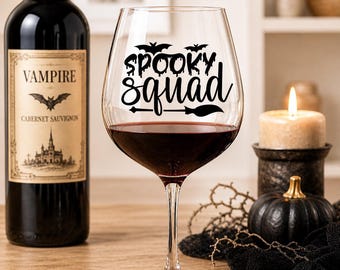 Spooky Squad Vinyl Decals - Custom Wine Glass Decal - Wine Glass Sticker - Wine Glass Vinyl Decal - Sticker For Wine Glass