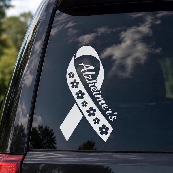 Alzheimer's Support Ribbon Vinyl Decal (Multiple Sizes and Colors Available)