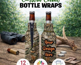 Benutzerdefinierte Camo Bierflaschenkühler | Glasflaschenhülle | Personalisierte Flaschenverpackung | Geschenk für Papa & Mann