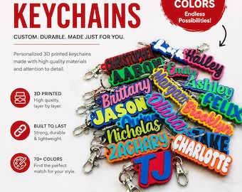 Custom 3D Printed Keychain - Custom Key Chain - Name  Keychain - Custom Key Ring - 3D Printed Name - Custom Name Keychain - Backpack Tag