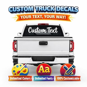 Custom Truck Windshield Vinyl Decal | Personalized Vinyl Text Sticker for Car & Truck Windows image 1