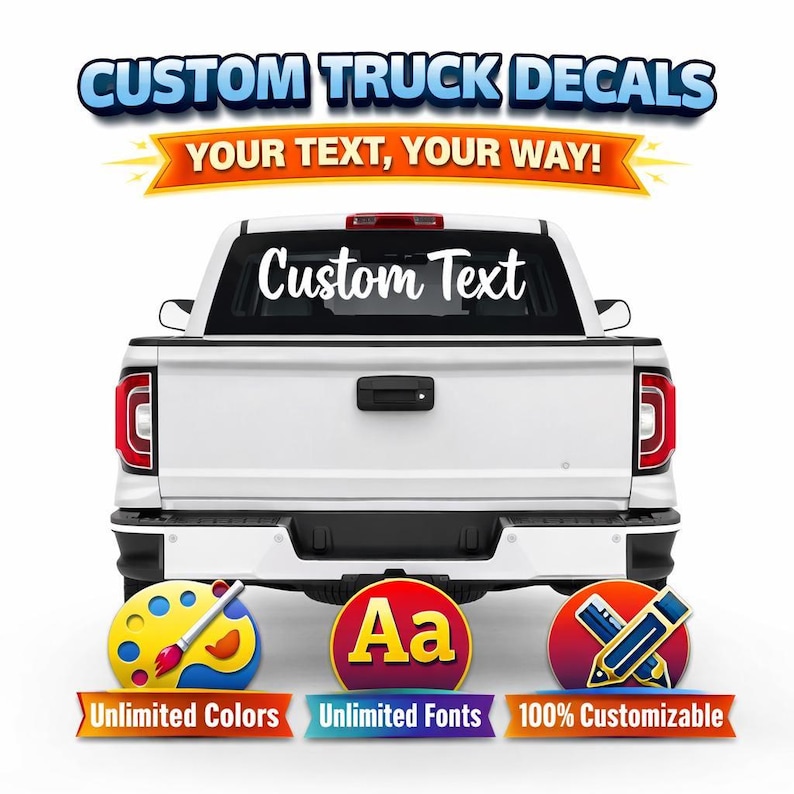 Custom Truck Windshield Vinyl Decal | Personalized Vinyl Text Sticker for Car & Truck Windows image 1