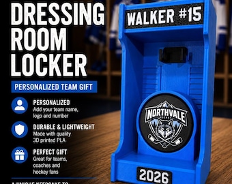 Personalisiertes Hockey Dressing Room Locker Display - Individuelles Team Logo Andenken Geschenk für Spieler, Trainer & Hockey-Teams