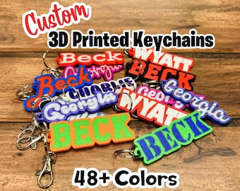 Custom 3D Printed Keychain - Custom Key Chain - Name  Keychain - Custom Key Ring - 3D Printed Name - Custom Name Keychain Backpack Tag FLUSH