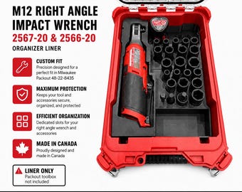 Organizer Liner for Milwaukee M12 1/4”, 3/8” High-Speed Ratchets 2566 & 2567, Packout 48-22-8435 | LINER ONLY