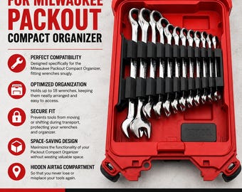Organizer Liner for SAE & Metric Wrench Sets | Fits Milwaukee Packout Compact Organizer 48-22-8435 | Wrench Storage | LINER ONLY
