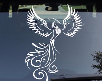 Abstract Phoenix Bird Vinyl Decal - Phoenix Window Decal - Rise From the Ashes Phoenix Vinyl Decal - Tribal Phoenix Vinyl Decal