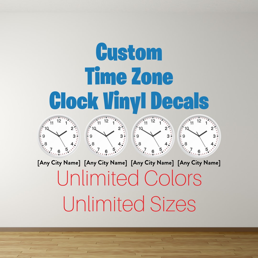 Time Zone Clock Decals City Decals Indoor Wall Decals Time Zone Sticker
