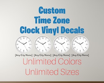 Time Zone Clock Decals City Decals Indoor Wall Decals Time Zone Sticker City Sticker Clock Decals Wall Decals Office NO CLOCKS INCLUDED