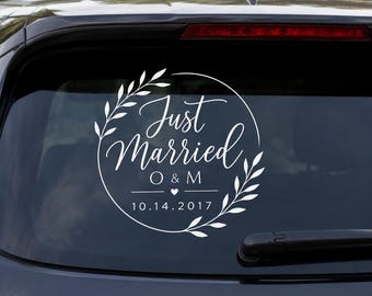 Just Married Car Window Decal Wedding Car Kit Just Married Decal Just Married Sign Wedding Car Decals Wedding Decorations Vehicle Decals