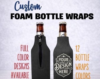 Custom Beer Bottle Cooler | Glass Bottle Sleeve | Personalized Bottle Wrap | Gift for Dad & Husband