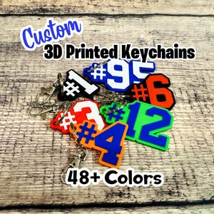 Custom 3D Printed Keychain - Player Number Keychain - Team Gifts - Team Keychain - Sports Gifts - Custom Keychain - Custom Bag Tag - NUMBERS