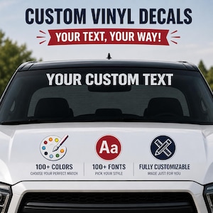 Sticker en vinyle pour pare-brise personnalisé | Autocollant personnalisé en vinyle avec texte et chiffres pour voiture, camion et fenêtre