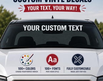 Custom Windshield Vinyl Decal | Personalized Text & Number Vinyl Sticker for Car, Truck and Window Stickers