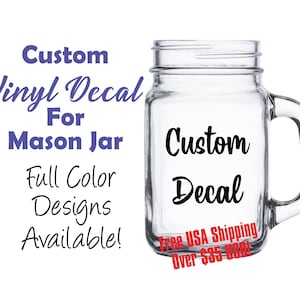 Custom Mason Jar Vinyl Decals | Bachelorette Party Decals | Wedding Decals | Mason Jar Stickers | Mason Jar Labels | Mini Mason Jar Decals