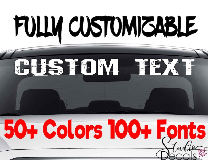 Custom Windshield Decals Word and Number Car Truck Window Custom Stickers Windshield Decal Custom Car Decal Company Name Decals Personalized