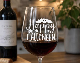 Happy Halloween Wine Glass Vinyl Decals - Custom Wine Glass Decal - Wine Glass Sticker - Wine Glass Vinyl Decal - Sticker For Wine Glass
