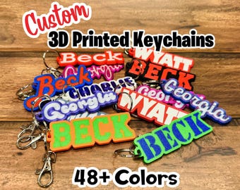 Custom 3D Printed Keychain - Custom Key Chain - Name  Keychain - Custom Key Ring - 3D Printed Name - Custom Name Keychain Backpack Tag FLUSH