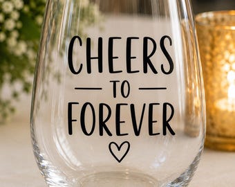 Cheers to Forever Wedding Wine Glass Decal | Wedding Reception Favor | Guest Wine Glass Sticker | Die Cut Vinyl Wedding Decal
