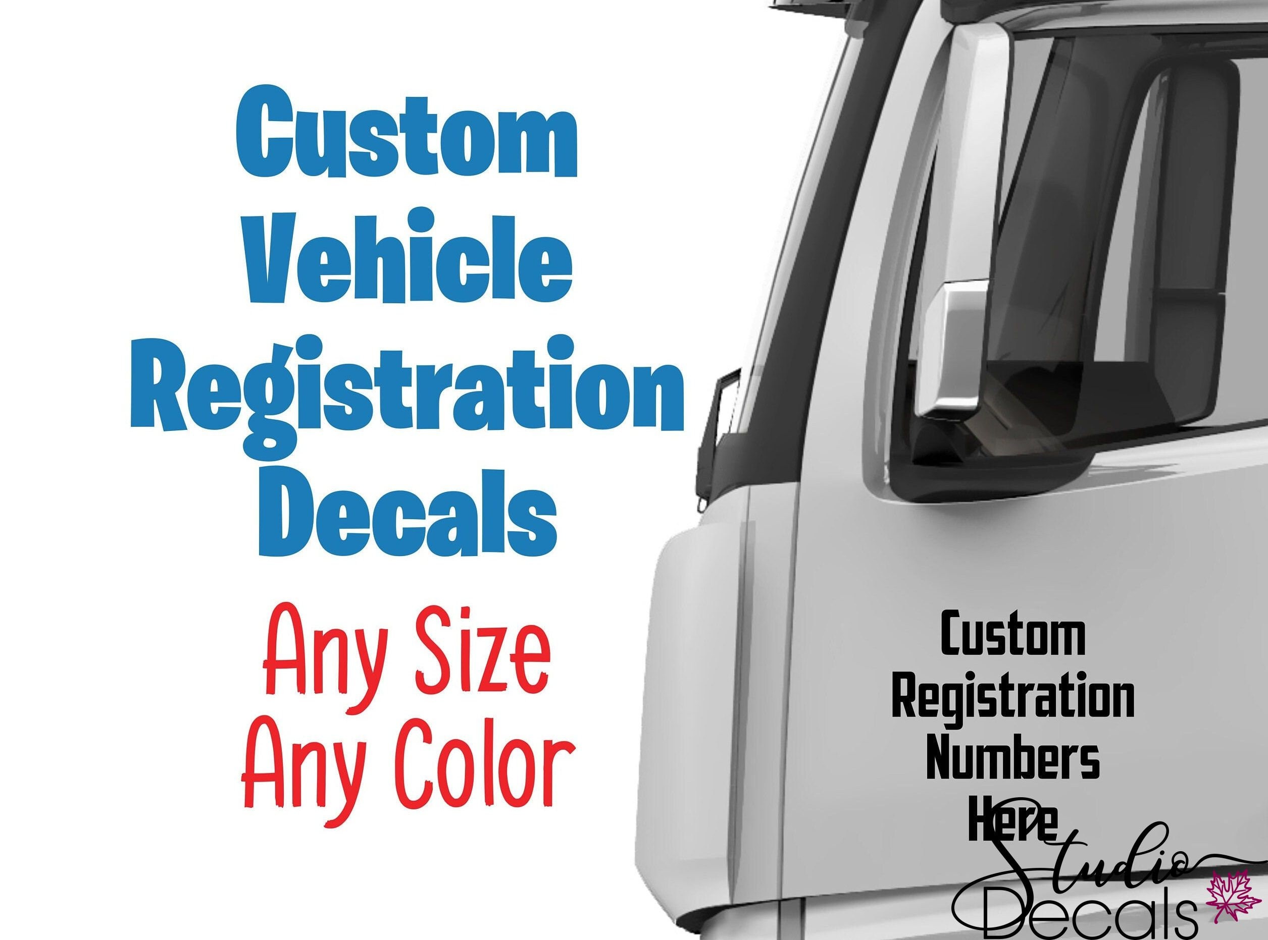 Registration Decal Custom Decals for Vehicle Registration Numbers USDOT Decals VIN Decals ...