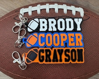 Porte-clé personnalisé imprimé en 3D - Porte-clé de football - Cadeaux équipe de football - Porte-clé équipe - Cadeaux sport - Porte-clé personnalisé - Étiquette de sac FOOTBALL
