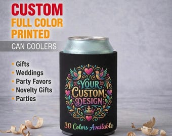 Enfriador de latas de espuma con impresión a todo color personalizado / Soporte para latas de cerveza personalizado / Regalo para papá, esposo, abuelo / Recuerdo personalizado para bodas y fiestas