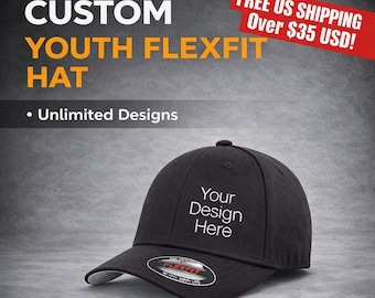 Aangepaste FlexFit-honkbalpetten voor jongeren - Baseballpet voor kinderen - FlexFit-pet voor jongeren **niet geborduurd*