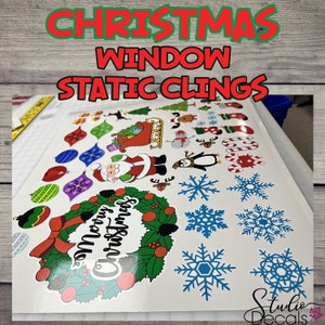 Christmas Window Static Cling Decorations Pack of 44! Full Color, Window Clings, Stickers, Christmas Decals, Christmas Window Art