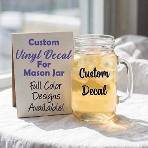 Custom Mason Jar Vinyl Decals | Bachelorette Party Decals | Wedding Decals | Mason Jar Stickers | Mason Jar Labels | Mini Mason Jar Decals