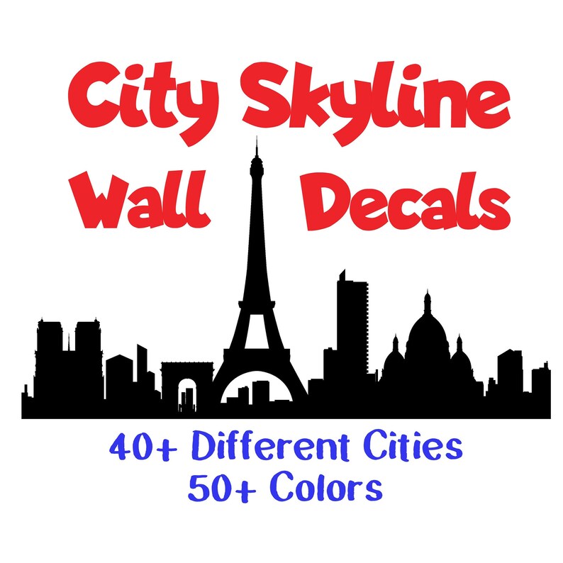 Wall Decal Wall art Sticker - Black outline shown New York City Skyline