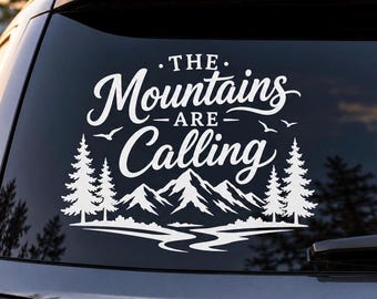 The Mountains Are Calling Car Decal | Mountain Vinyl Sticker | Adventure SUV Window Decal | Camping Hiking Outdoor Gift