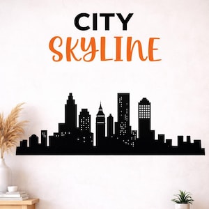 Skyline Wall Decal Skyscraper Wall Decal Sticker City Wall Decal Large Wall Decal City Line wall decor sticker self adhesive vinyl image 1