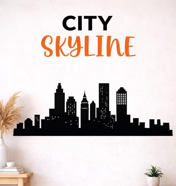 Skyline Wall Decal Skyscraper Wall Decal Sticker City Wall Decal Large Wall Decal City Line wall decor sticker self adhesive vinyl