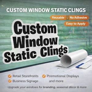 Custom Window Cling Decal - Window Cling Sticker - Temporary Window Decal - Christmas Window Cling Holiday Window Cling Custom Static Cling