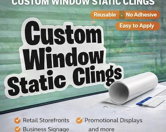 Custom Window Cling Decal - Window Cling Sticker - Temporary Window Decal - Christmas Window Cling Holiday Window Cling Custom Static Cling